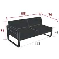 Fermob Sofa-Modul Bellevie, 2-Sitzer, links - Maße
